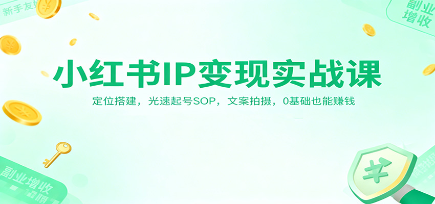 小红书IP变现实战课：定位搭建，光速起号SOP，文案拍摄，0基础也能赚钱-润格副业网-每天分享热门副业赚钱项目