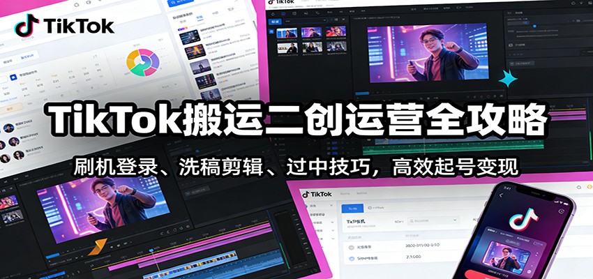 TikTok搬运二创运营全攻略：刷机登录、洗稿剪辑 、过中技巧，高效起号变现-润格副业网-每天分享热门副业赚钱项目