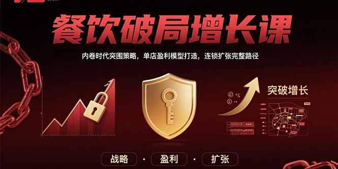 餐饮破局增长课:内卷时代突围策略,单店盈利模型打造,连锁扩张完整路径-润格副业网-每天分享热门副业赚钱项目