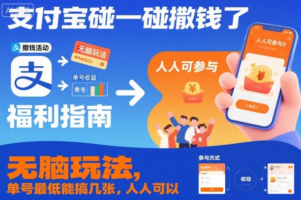 支付宝碰一碰撒钱了，无脑玩法，单号最低能搞几张，人人可以撸【揭秘】-润格副业网-每天分享热门副业赚钱项目