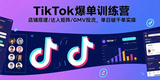 TikTok爆单训练营,店铺搭建/达人矩阵/GMV投流,单日破千单实操-润格副业网-每天分享热门副业赚钱项目