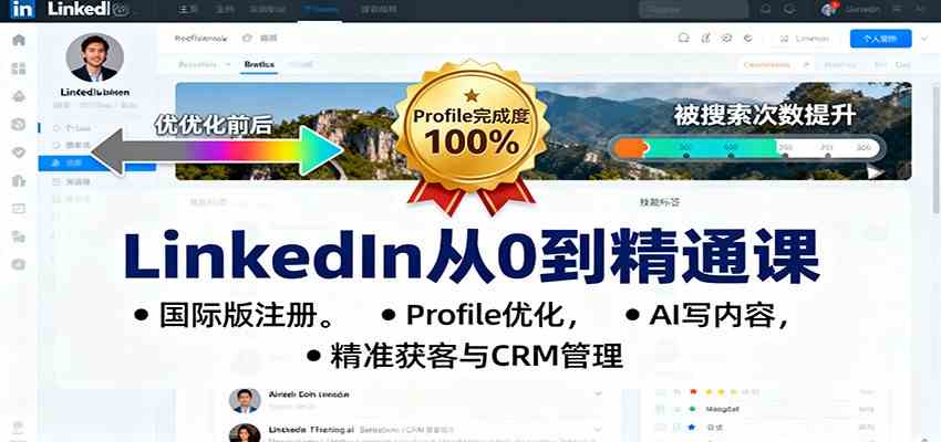 LinkedIn从0到精通课：国际版注册，Profile优化，AI写内容，精准获客与CRM管理-润格副业网-每天分享热门副业赚钱项目