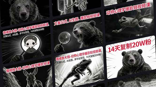 (17376期)情绪放大镜-动物心理学爆款短视频课,文案公式、AI生图、多平台变现,14天复制20W粉 (17376期)情绪放大镜-动物心理学爆款短视频课,文案公式、AI生图、多平台变现,14天复制20W粉