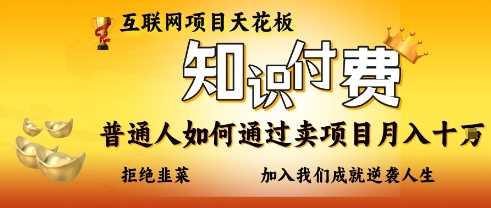 互联网项目天花板，知付付费项目，普通人如何通过卖项目月入十个，拒绝韭菜【揭秘】-润格副业网-每天分享热门副业赚钱项目