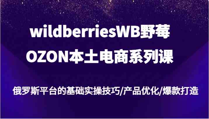 wildberriesWB野莓/OZON本土电商系列课,俄罗斯平台的基础实操技巧/产品优化/爆款打造-润格副业网-每天分享热门副业赚钱项目