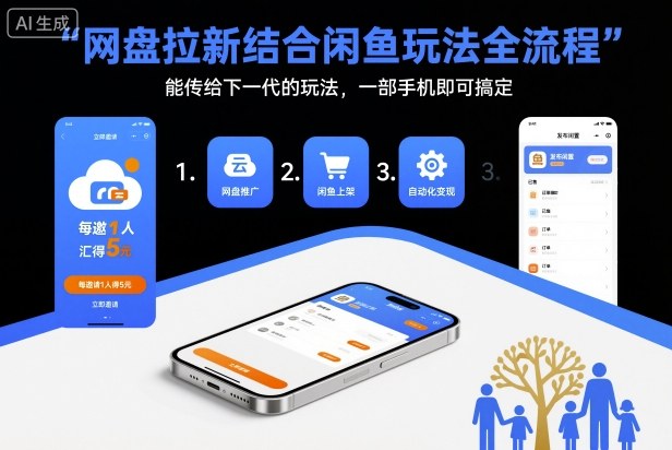 网盘拉新结合闲鱼玩法全流程，能传给下一代的玩法，一部手机即可搞定（附入口渠道以及实操教程）-润格副业网-每天分享热门副业赚钱项目