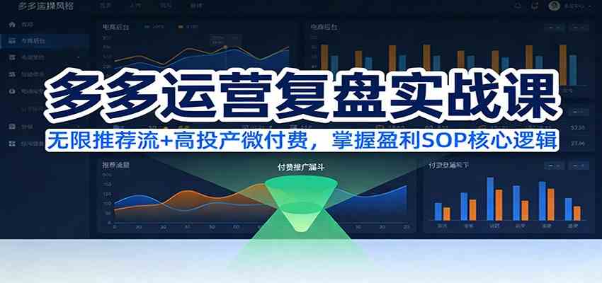 多多运营复盘实战课：无限推荐流+高投产微付费，掌握盈利SOP核心逻辑（更新）-润格副业网-每天分享热门副业赚钱项目