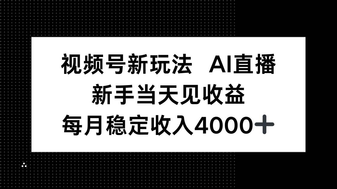（16080期）视频号新玩法AI直播，新手小白当天见收益，月入4000+-润格副业网-每天分享热门副业赚钱项目