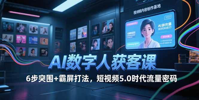 （15247期）AI数字人获客课，6步突围+霸屏打法，短视频5.0时代流量密码-润格副业网-每天分享热门副业赚钱项目