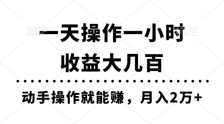 (11263期)一天操作一小时,收益大几百,动手操作就能赚,月入2万+教学-润格副业网-每天分享热门副业赚钱项目