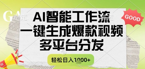 AI智能工作流，一键生成书单号爆款视频，多平台分发，每日收益多张【揭秘】-润格副业网-每天分享热门副业赚钱项目