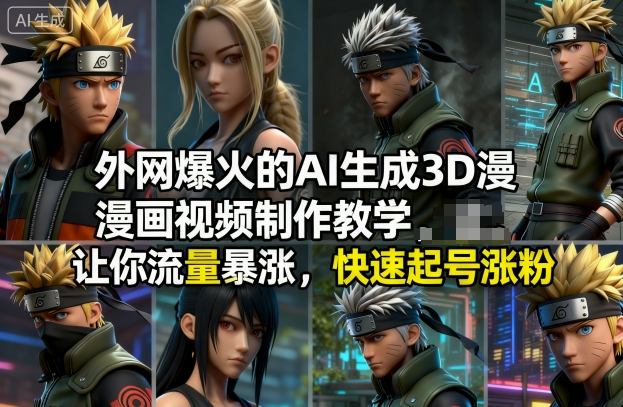 外网爆火的AI生成3D漫画视频制作教学，让你流量暴涨，快速起号涨粉！-润格副业网-每天分享热门副业赚钱项目