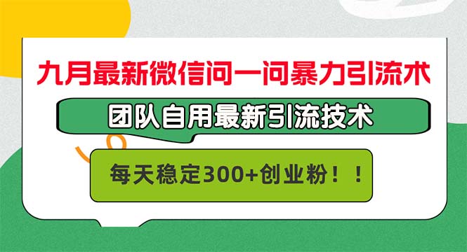 (12735期)九月最新微信问一问暴力引流术,团队自用引流术,每天稳定300+创…-润格副业网-每天分享热门副业赚钱项目