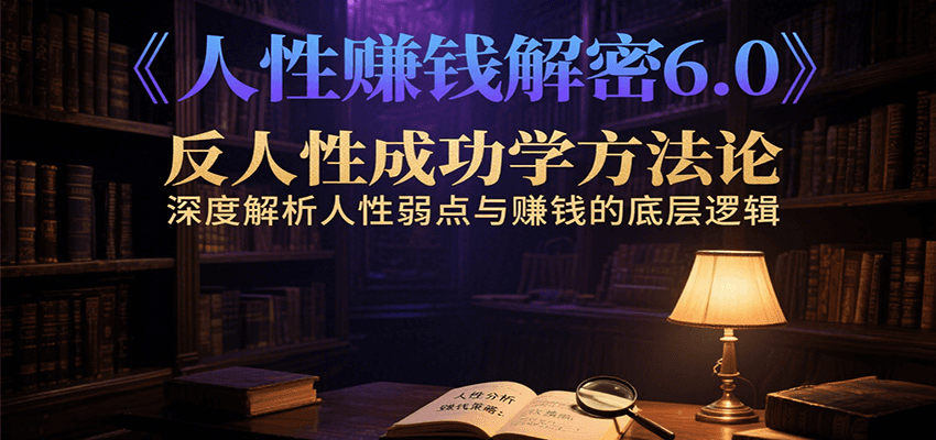 人性赚钱解密6.0，反人性成功学方法论，深度解析人性弱点与赚钱的底层逻辑-润格副业网-每天分享热门副业赚钱项目