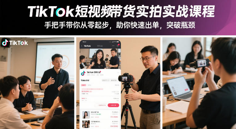TikTok短视频带货实拍实战课程，手把手带你从零起步，助你快速出单，突破瓶颈-润格副业网-每天分享热门副业赚钱项目