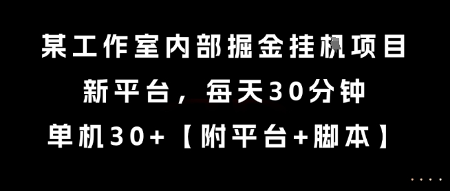 某工作室内部掘金挂G项目,新平台,每天30分钟,单机30+【揭秘】-润格副业网-每天分享热门副业赚钱项目