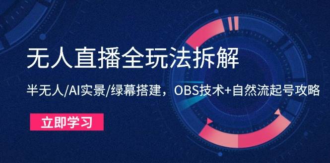 (14684期)无人直播全玩法拆解:半无人/AI实景/绿幕搭建,OBS技术+自然流起号攻略-润格副业网-每天分享热门副业赚钱项目