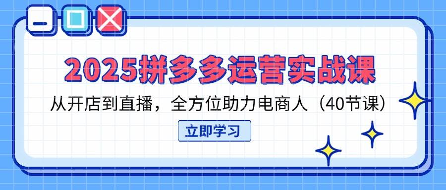 （14259期）2025拼多多运营实战课，从开店到直播，全方位助力电商人（40节课）-润格副业网-每天分享热门副业赚钱项目