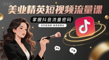 美业精英短视频流量课，掌握抖音流量密码，天天有询单，条条有转化-润格副业网-每天分享热门副业赚钱项目