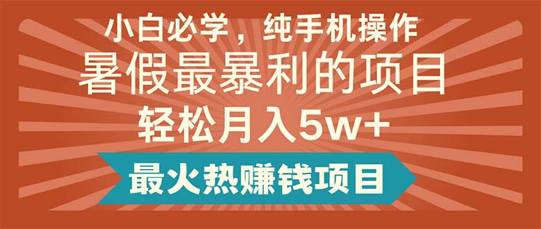 (11583期)小白必学,纯手机操作,暑假最暴利的项目轻松月入5w+最火热赚钱项目-润格副业网-每天分享热门副业赚钱项目
