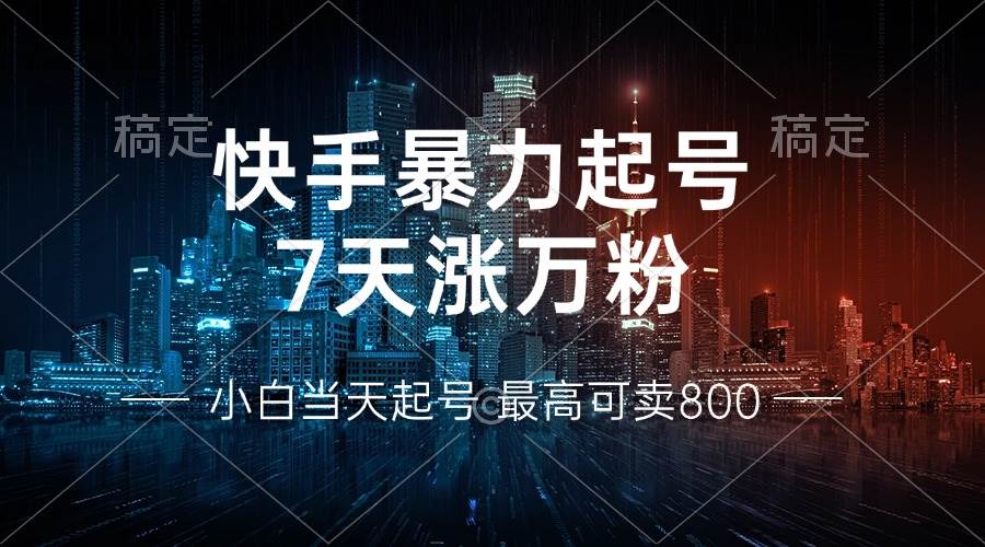 (13142期)快手暴力起号,7天涨万粉,小白当天起号 多种变现方式,账号回收,单月…-润格副业网-每天分享热门副业赚钱项目