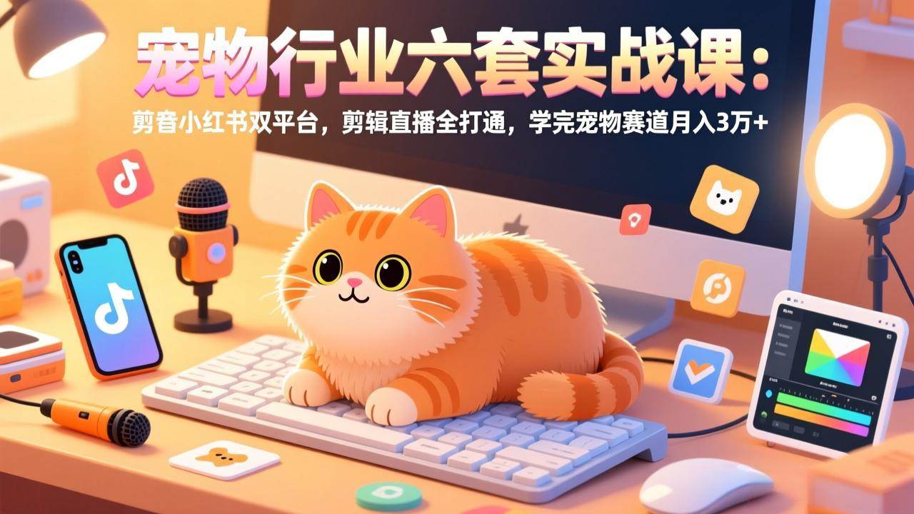 (17411期)宠物行业六套实战课:抖音小红书双平台,剪辑直播全打通,学完宠物赛道月入3万+-润格副业网-每天分享热门副业赚钱项目