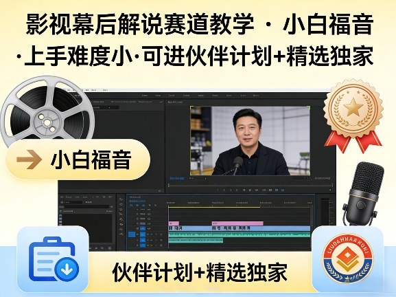 某大佬的影视幕后解说赛道教学，小白福音，上手难度小，可进伙伴计划+精选独家-润格副业网-每天分享热门副业赚钱项目