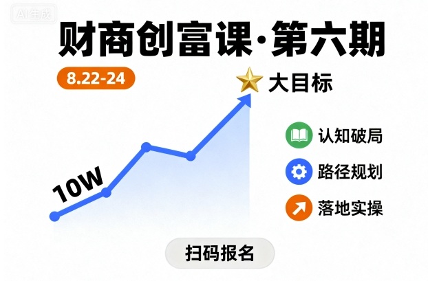 财商创富课第六期8月22-24号,如何从10W起步,一步步实现大目标-润格副业网-每天分享热门副业赚钱项目