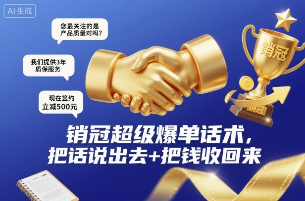 销冠超级爆单话术，把话说出去+把钱收回来-润格副业网-每天分享热门副业赚钱项目
