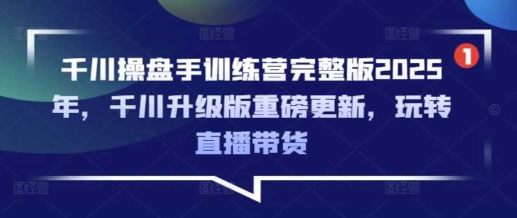 千川操盘手训练营完整版2025年，千川升级版重磅更新，玩转直播带货-润格副业网-每天分享热门副业赚钱项目