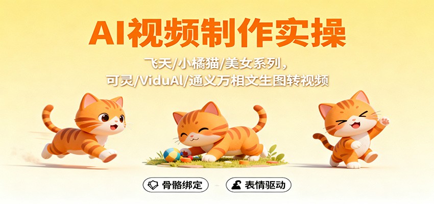 AI视频制作实操，飞天/小橘猫/美女系列，可灵/ViduAl/通义万相文生图转视频-润格副业网-每天分享热门副业赚钱项目
