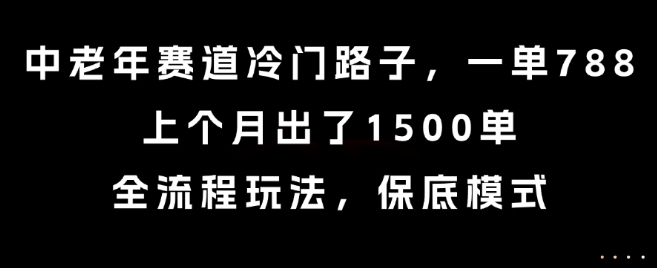 中老年赛道冷门路子,一单788,上个月出了1500单,全流程玩法,保底模式【揭秘】-润格副业网-每天分享热门副业赚钱项目