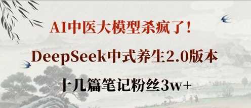 AI中医大模型杀疯了！DeepSeek中式养生2.0版本，十几篇笔记粉丝3w+-润格副业网-每天分享热门副业赚钱项目