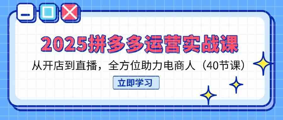 2025拼多多运营实战课,从开店到直播,全方位助力电商人(40节课)-润格副业网-每天分享热门副业赚钱项目