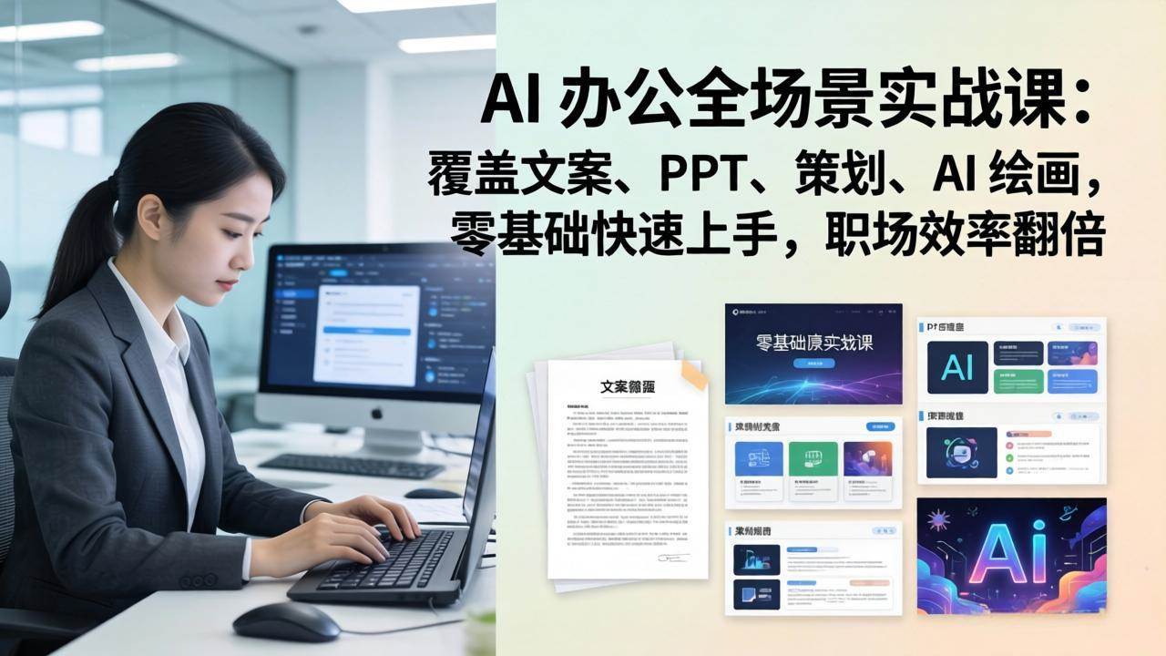 （17732期） AI 办公全场景实战课：覆盖文案、PPT、策划、AI 绘画，零基础快速上手，职场效率翻倍-润格副业网-每天分享热门副业赚钱项目