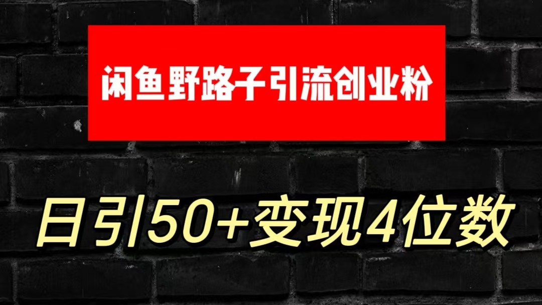 大眼闲鱼野路子引流创业粉,日引50+单日变现四位数-润格副业网-每天分享热门副业赚钱项目