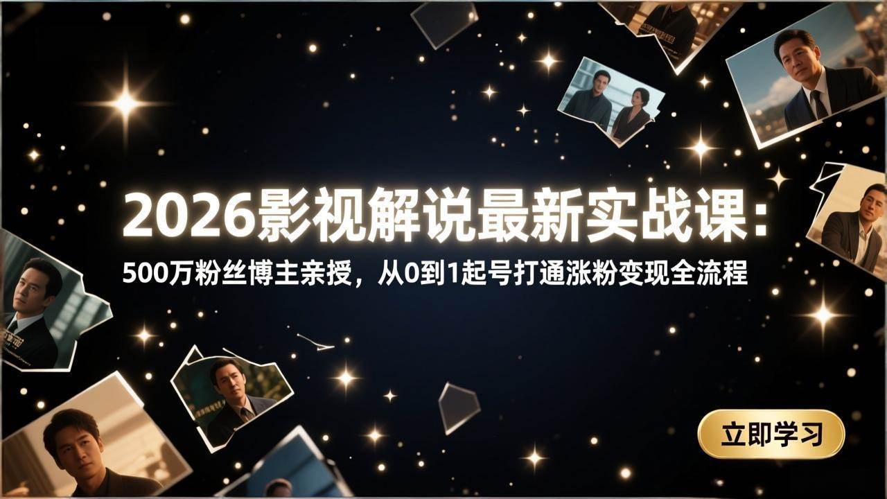 (17530期)2026影视解说最新实战课:500万粉丝博主亲授,从0到1起号打通涨粉变现全流程-润格副业网-每天分享热门副业赚钱项目