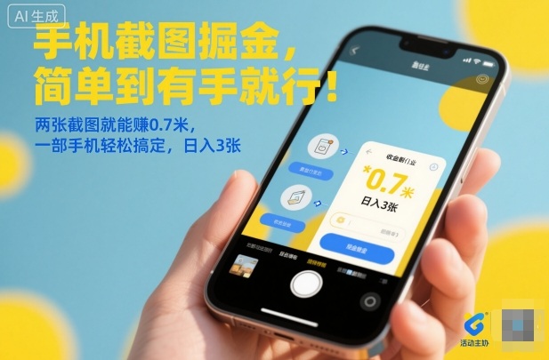 手机截图掘金，简单到有手就行！两张截图就能賺0.7米，一部手机轻松搞定，日入3张【揭秘】-润格副业网-每天分享热门副业赚钱项目
