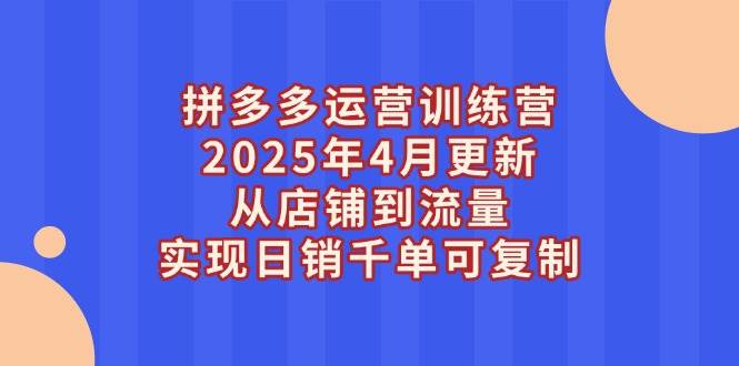 （14469期）拼多多运营训练营2025年4月更新，从店铺到流量，实现日销千单可复制-润格副业网-每天分享热门副业赚钱项目