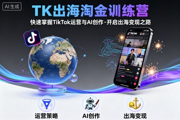 TK出海淘金训练营,助你快速掌握TikTok运营与AI创作,开启出海变现之路-润格副业网-每天分享热门副业赚钱项目
