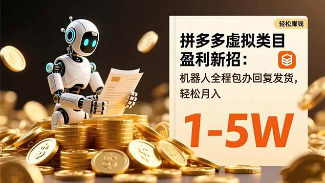 （16529期）拼多多虚拟类目盈利新招：机器人全程包办回复发货，轻松月入 1-5W-润格副业网-每天分享热门副业赚钱项目