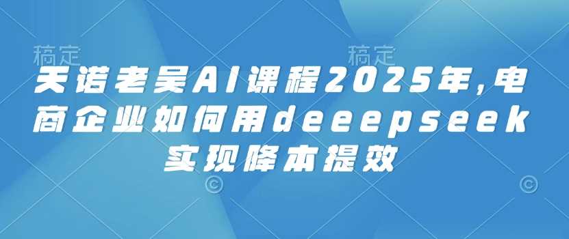 天诺老吴AI课程2025年,电商企业如何用deeepseek实现降本提效-润格副业网-每天分享热门副业赚钱项目