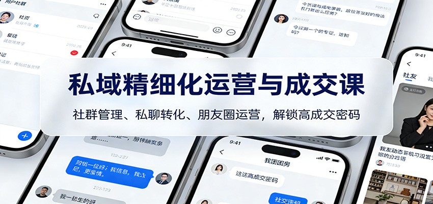 私域精细化运营与成交课:社群管理、私聊转化、朋友圈运营,解锁高成交密码 私域精细化运营与成交课:社群管理、私聊转化、朋友圈运营,解锁高成交密码
