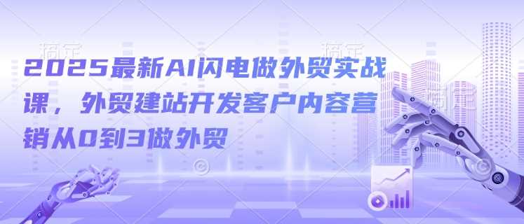 2025最新AI闪电做外贸实战课，外贸建站开发客户内容营销从0到3做外贸-润格副业网-每天分享热门副业赚钱项目