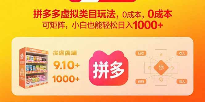 (15943期)拼多多虚拟类目玩法,0成本,可矩阵,小白也能轻松日入1000+-润格副业网-每天分享热门副业赚钱项目