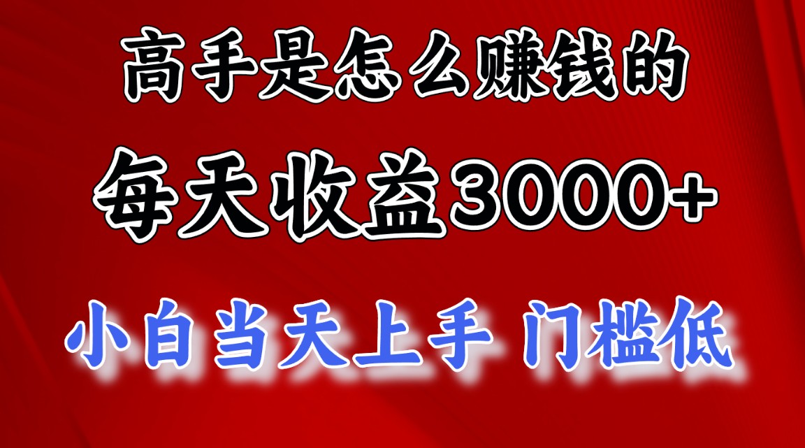 （11228期）高手是怎么赚钱的，一天收益3000+ 这是穷人逆风翻盘的一个项目，非常…-润格副业网-每天分享热门副业赚钱项目