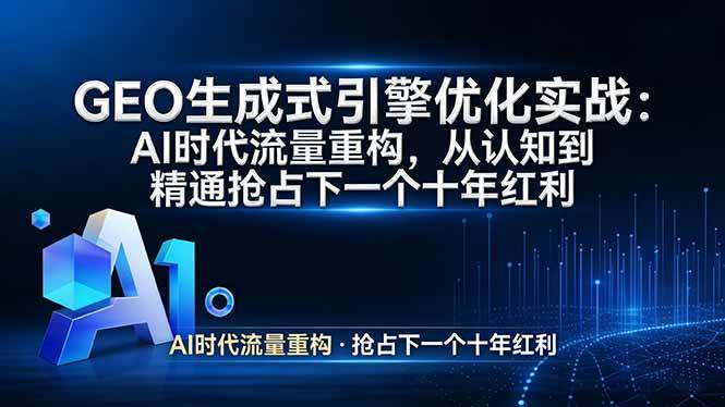 （17708期）GEO 生成式引擎优化实战：AI时代流量重构，从认知到精通抢占下一个十年红利-润格副业网-每天分享热门副业赚钱项目