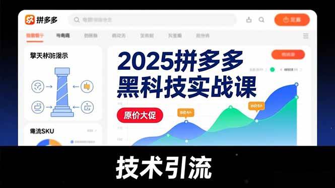 (16977期)2025拼多多黑科技实战课,擎天柱玩法、爆流SKU、原价大促,技术引流,单店日销轻松破千单-润格副业网-每天分享热门副业赚钱项目