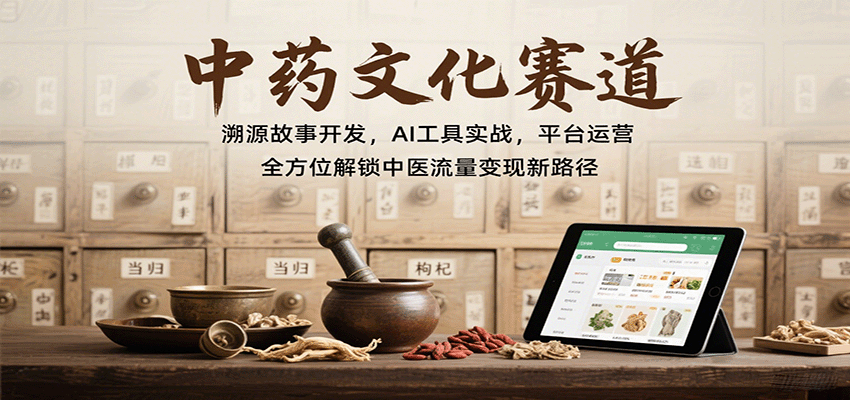 中药文化赛道：溯源故事开发，AI工具实战，平台运营，全方位解锁中医流量变现新路径-润格副业网-每天分享热门副业赚钱项目