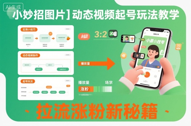 小妙招图片+动态视频起号玩法教学,拉流涨粉新秘籍-润格副业网-每天分享热门副业赚钱项目